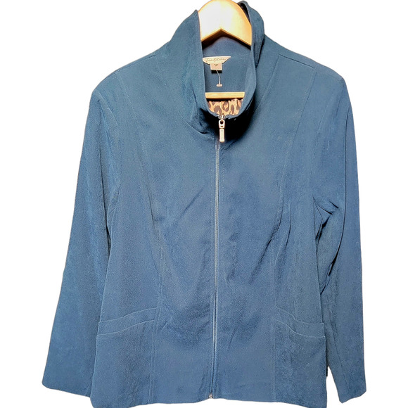 tradition Jackets & Blazers - Vintage Blue Jacket  With Leopard Lining Size 16P Vintage Vest  Blazer Coat NWT
